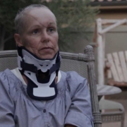 injured woman in neck brace