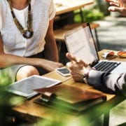 man and woman having a meeting