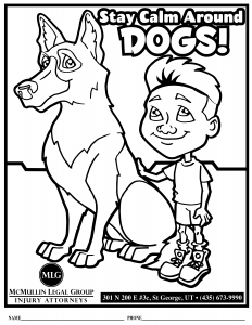 McMullin Injury Law child and dog coloring page