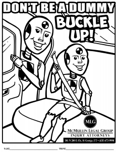 McMullin Injury Law buckle up coloring page