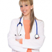 blonde doctor with stethoscope